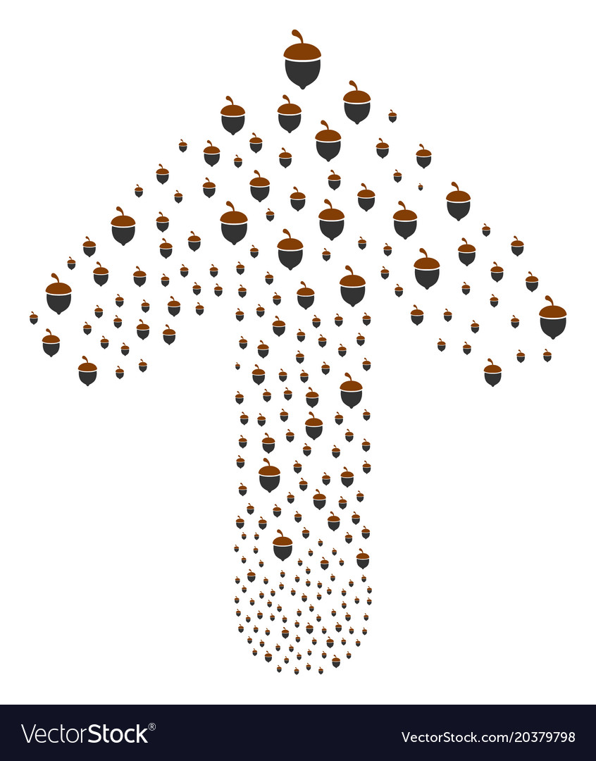 Upwards pointer arrow figure with oak acorn