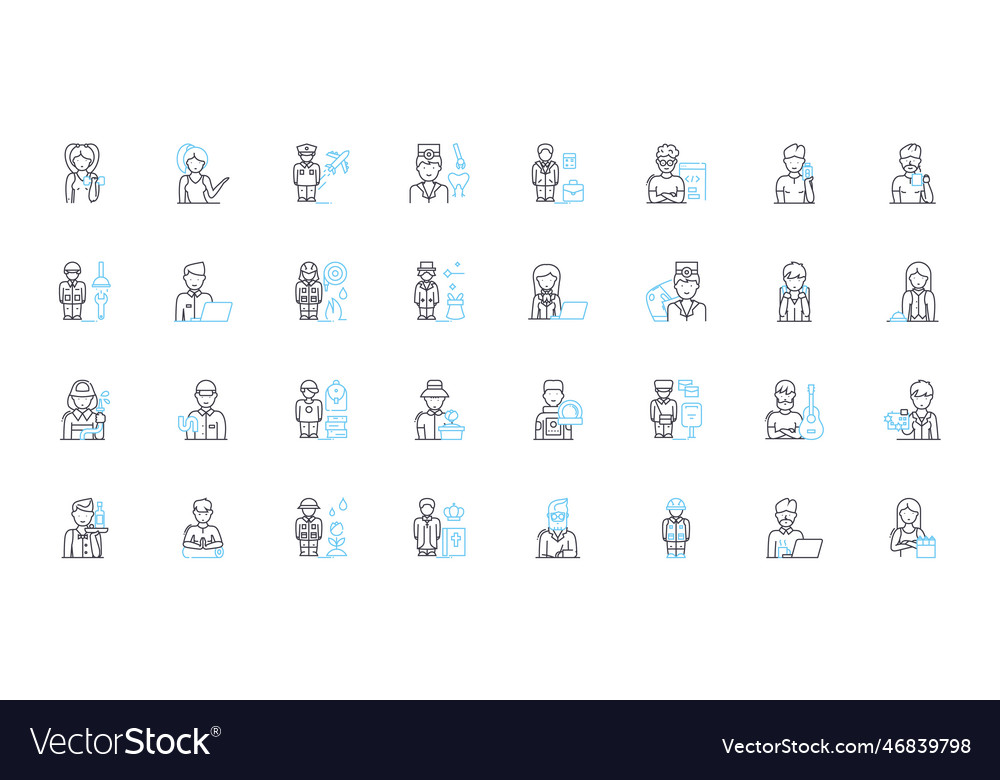 Vocation linear icons set calling purpose vector image Vocation linear icons set calling purpose