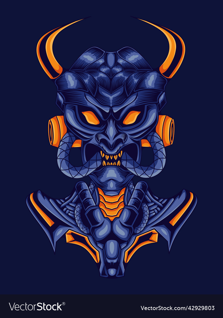 A mecha style horned skull