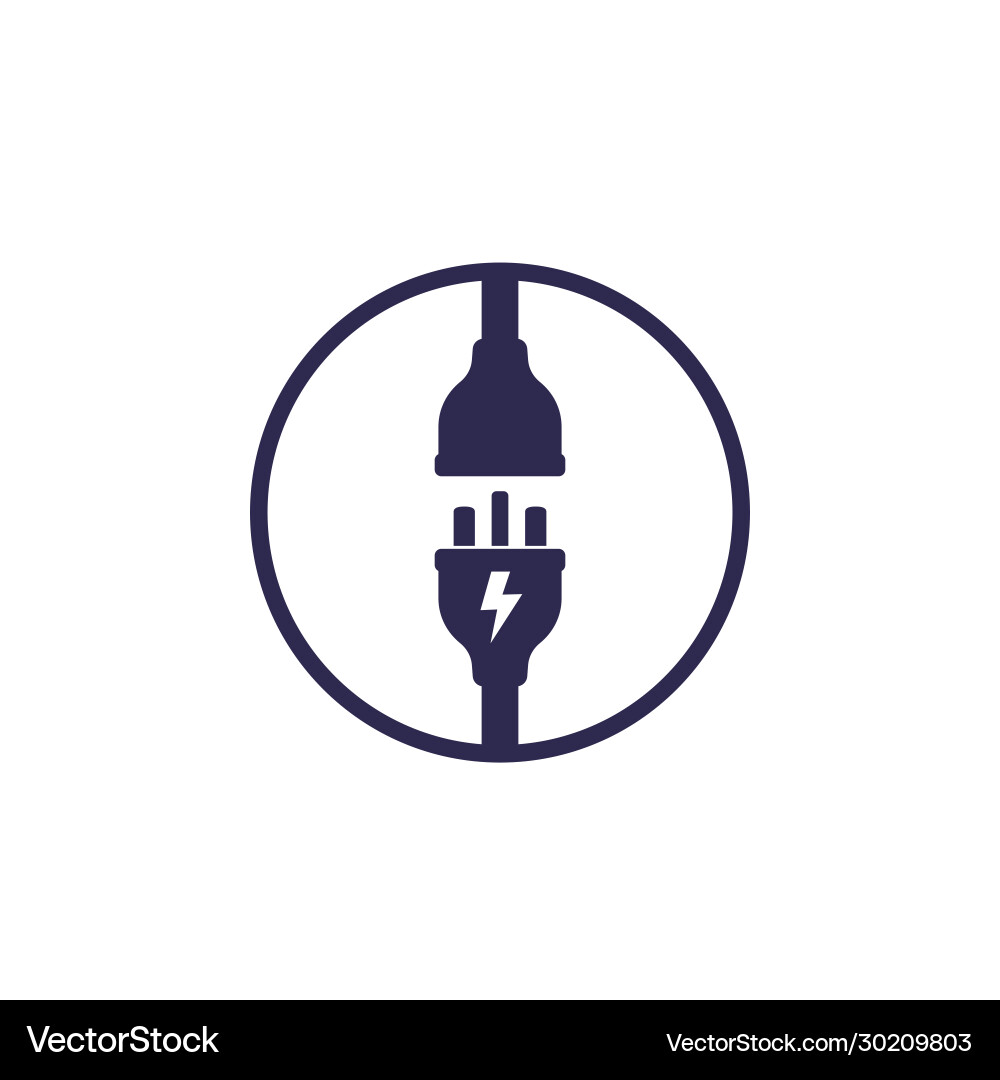 Electric plug with socket icon Royalty Free Vector Image