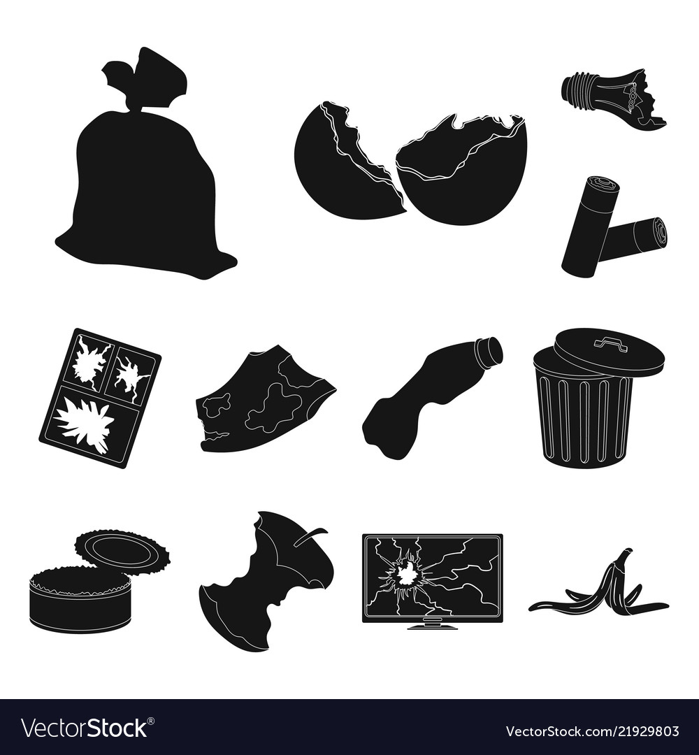 Garbage and waste black icons in set collection