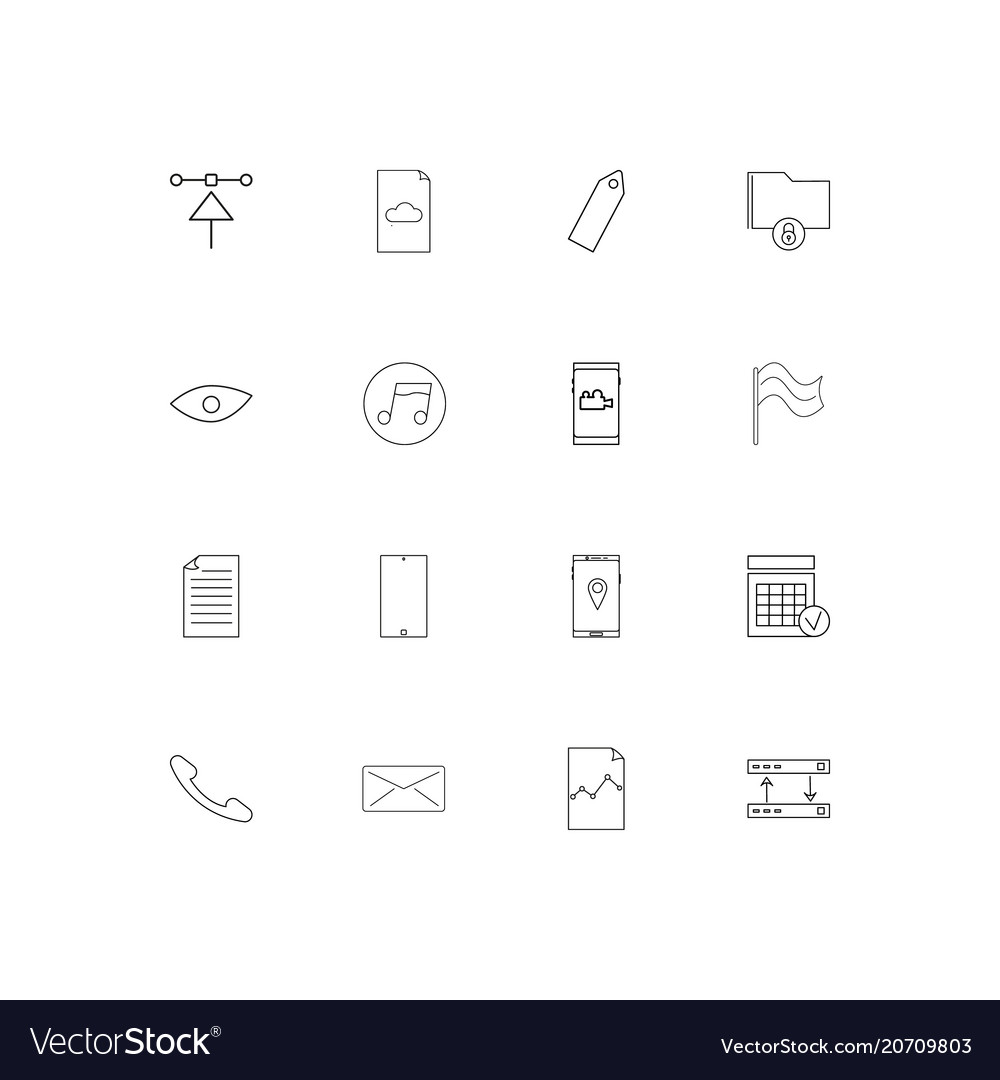 Internet technologies simple linear icons set