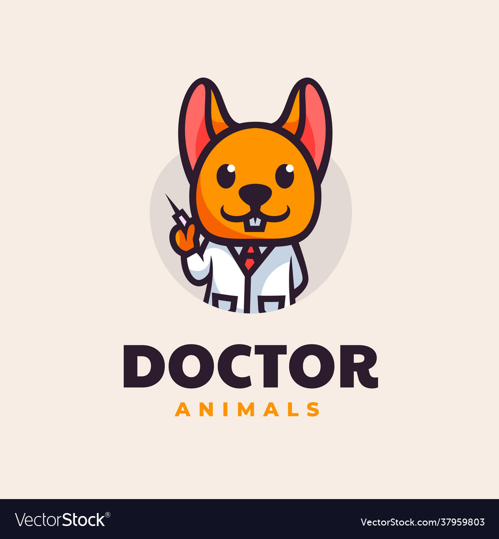 Logo animal doctor mascot cartoon style