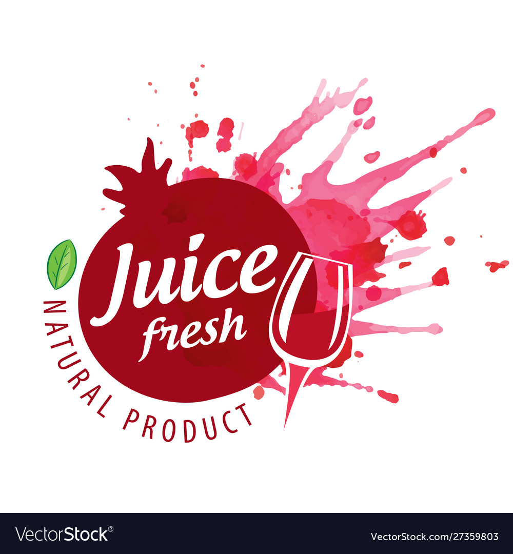 Logo pomegranate juice splash on white