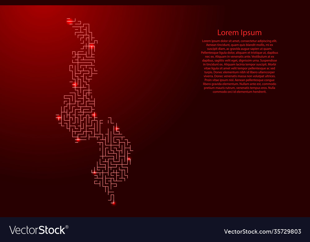 Malawi map from red pattern maze grid Vector Image Malawi map from red pattern maze grid