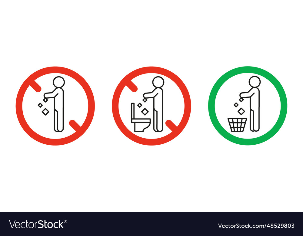 Rule take out trash in basket but not toilet Vector Image