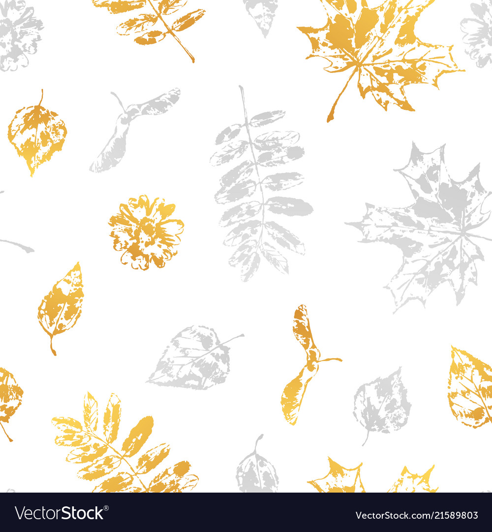 Seamless pattern with printed leaves vector image Seamless pattern with printed leaves