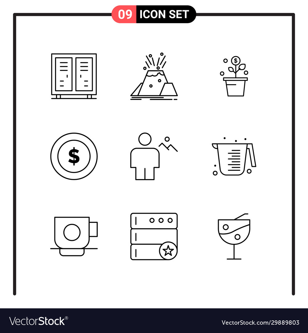Set 9 line style icons for web and mobile vector image Set 9 line style icons for web and mobile