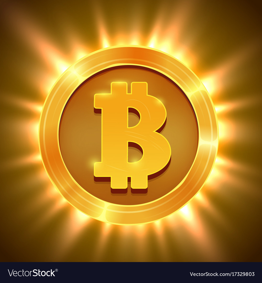 Shiny golden bitcoin isolated on white blockchain