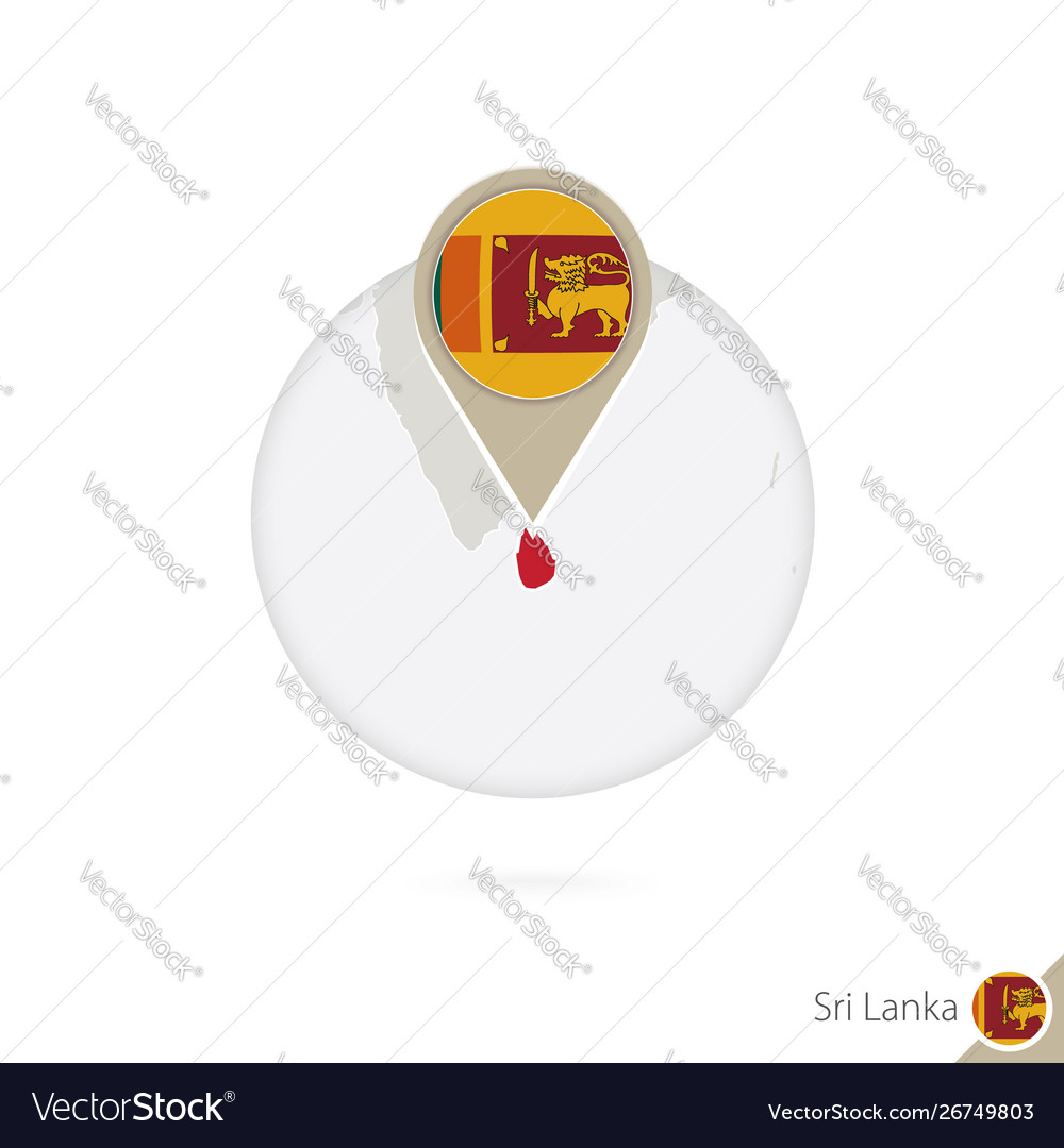 Sri lanka map and flag in circle