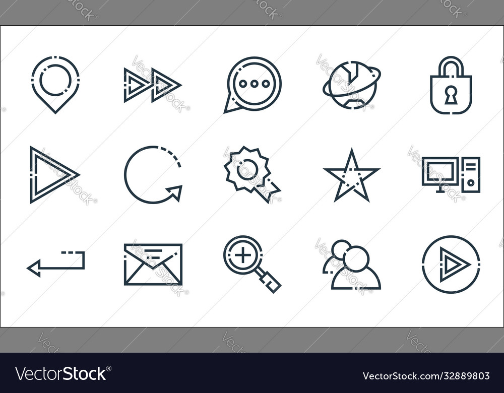 Web essentials line icons linear set quality vector image Web essentials line icons linear set quality
