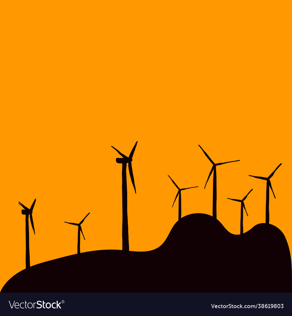Windturbinenenergie Erneuerbare Station Natur flach vector image Windturbinenenergie Erneuerbare Station Natur flach