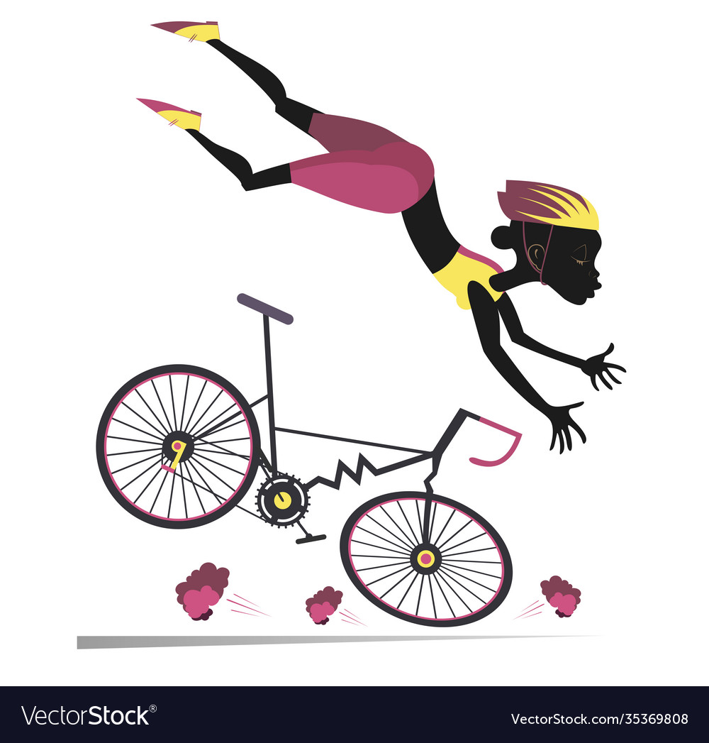 African woman falling down from bicycle