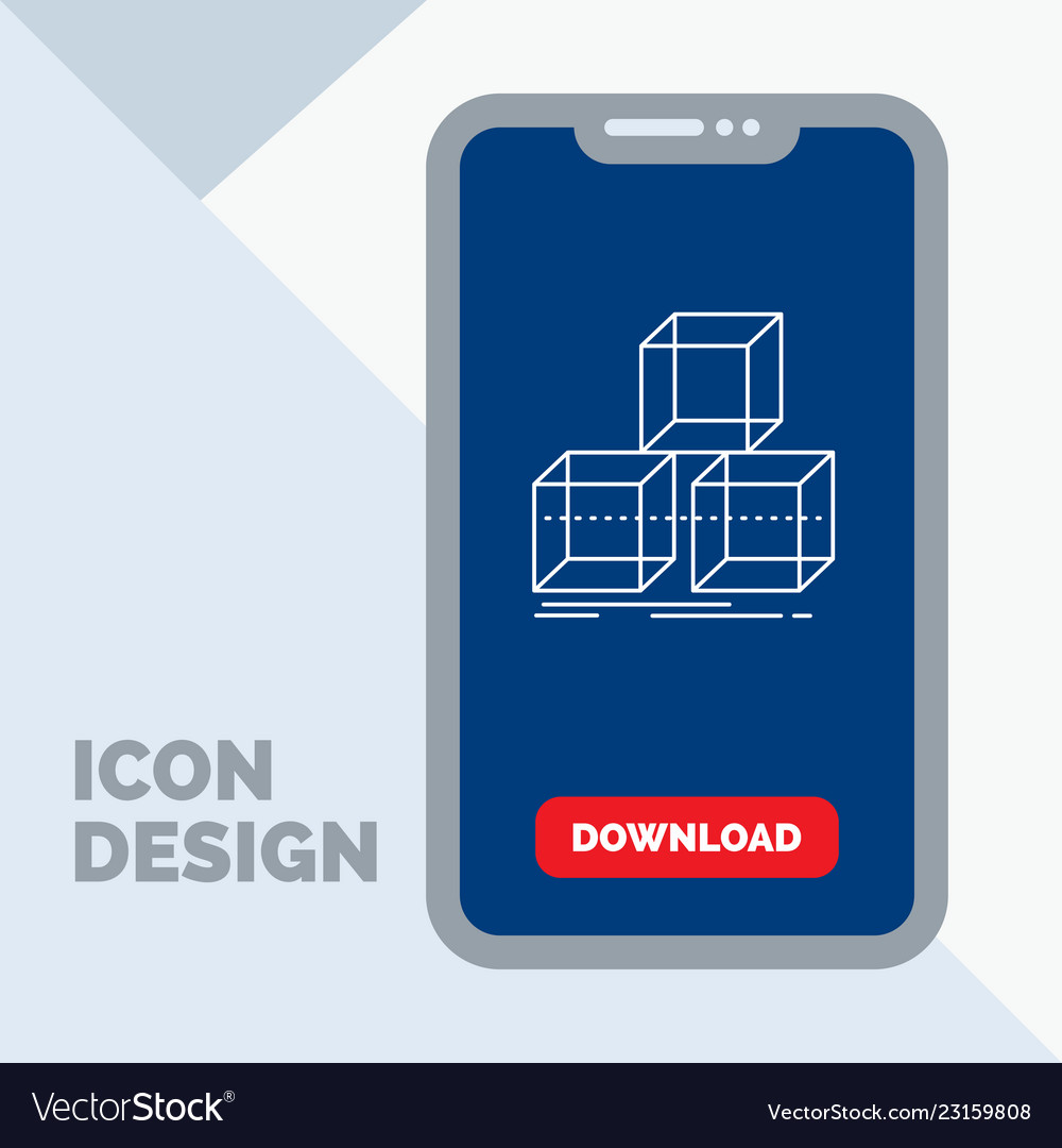 Arrange design stack 3d box line icon in mobile