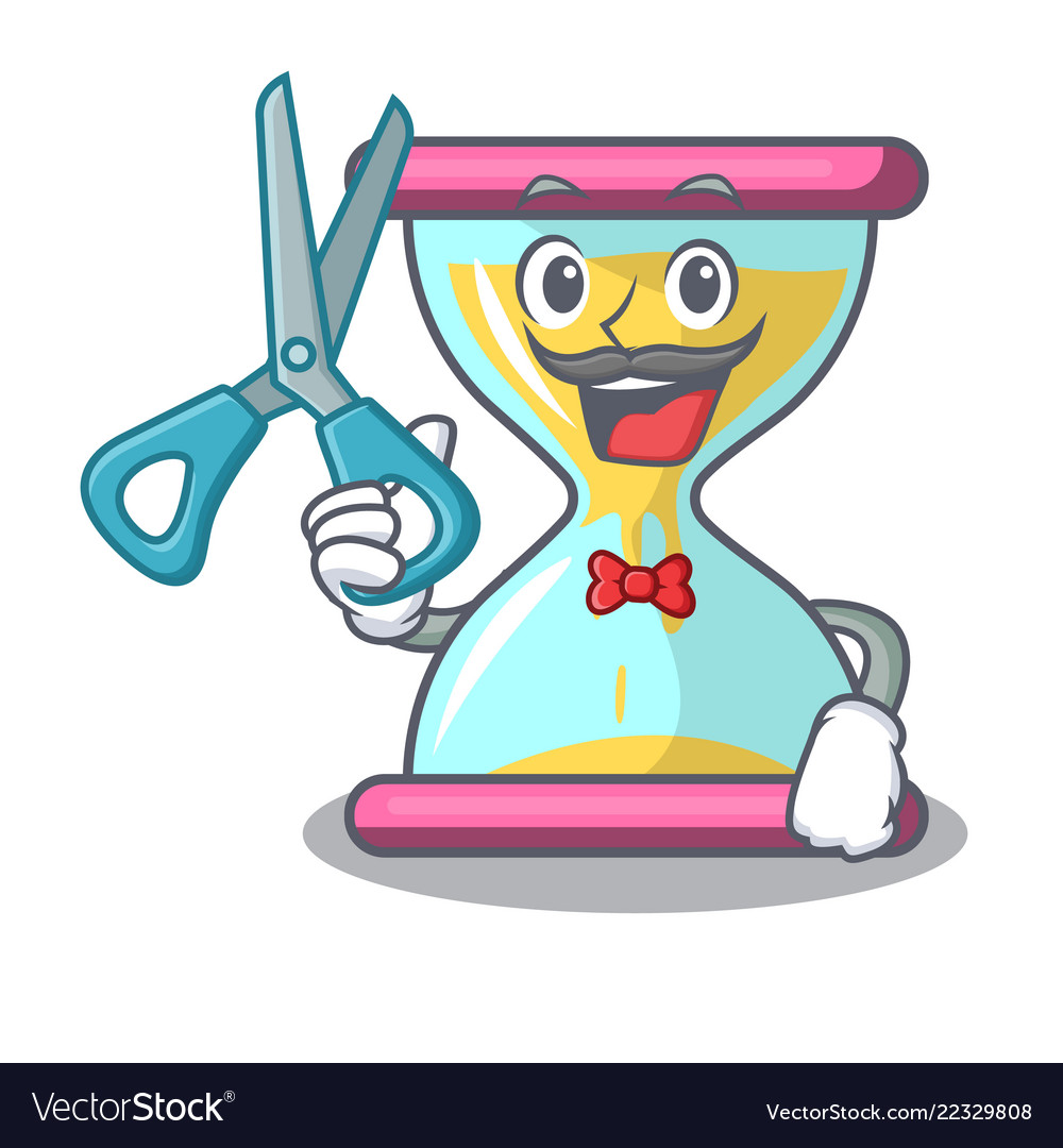 Barber character hourglass concept for business