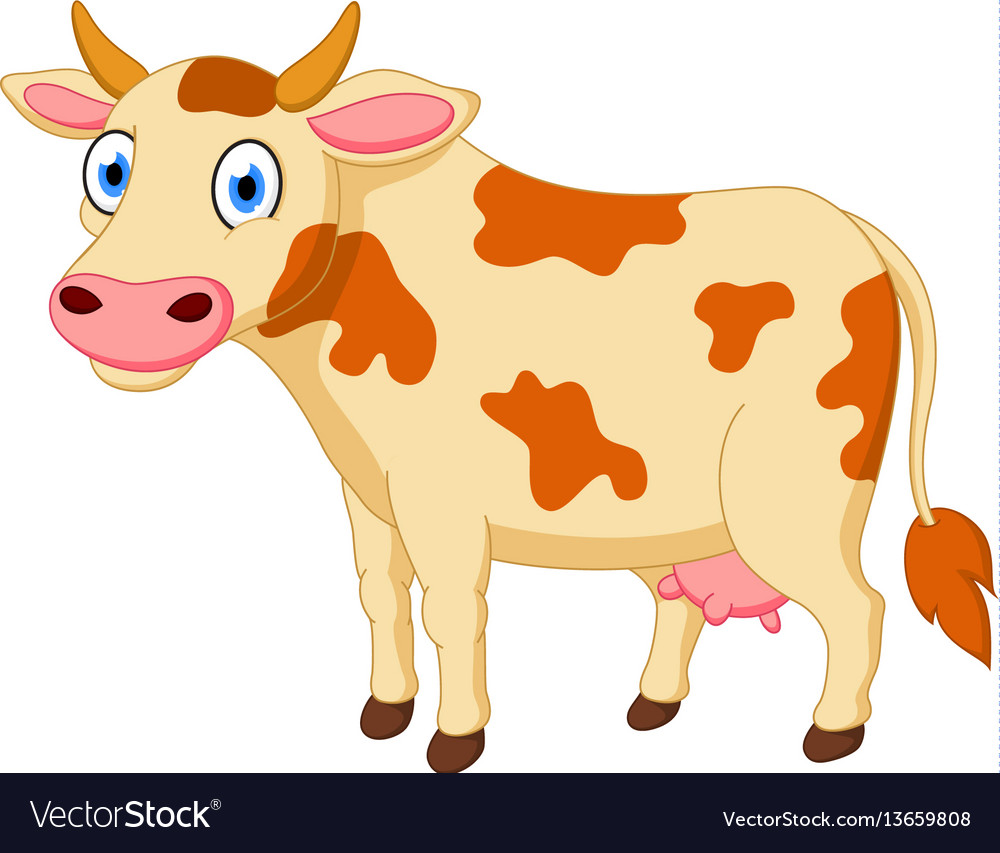 Cute cow cartoon Royalty Free Vector Image - VectorStock