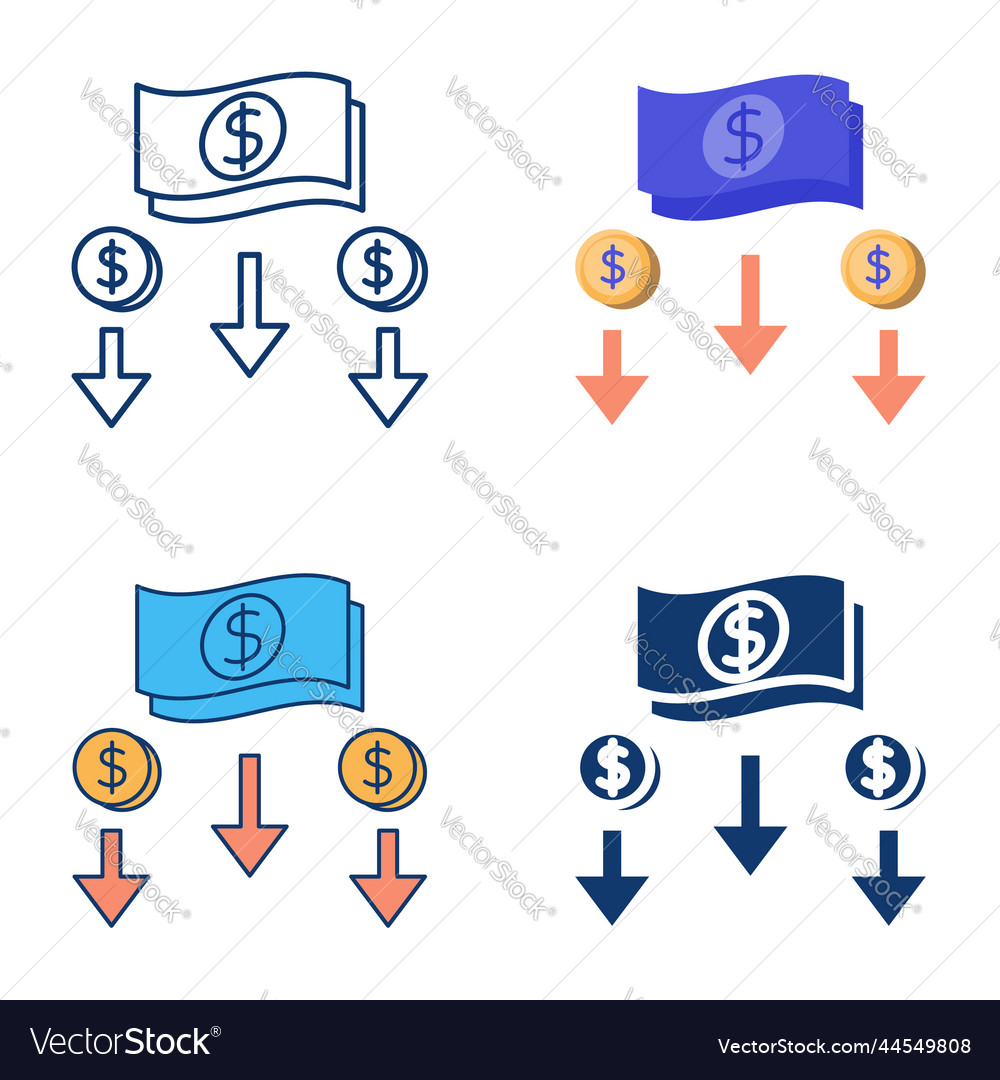 Deflation icon set in flat and line style Vector Image Deflation icon set in flat and line style