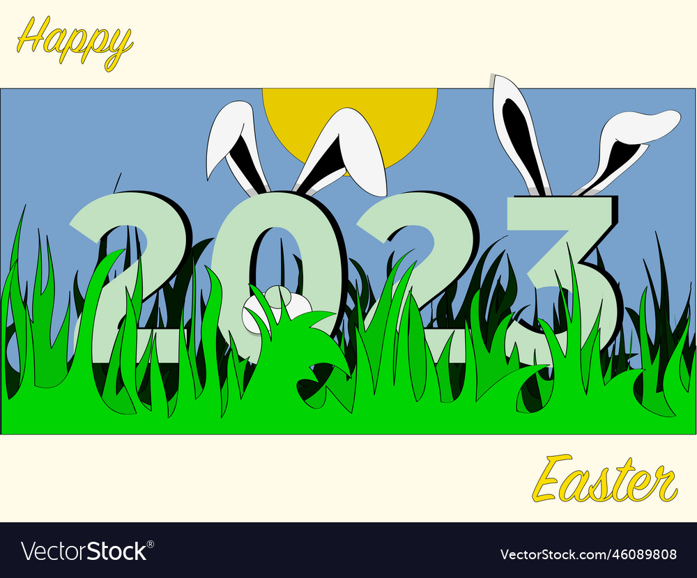 Happy easter 2023 bunny cartoons style panel Vector Image