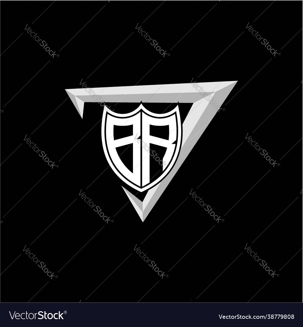 Initial letter b r shield shape with triangular