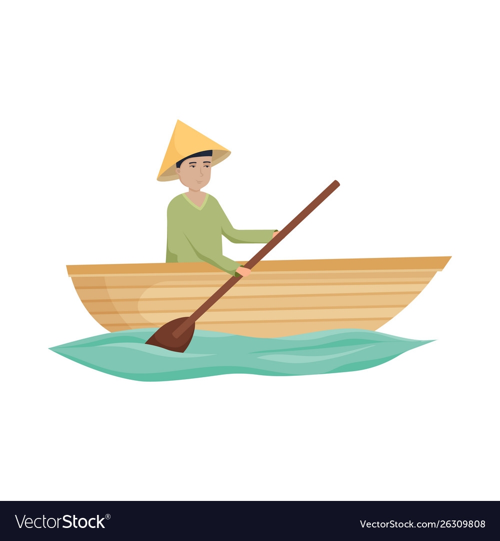 Isolated object boat and vietnamese symbol set