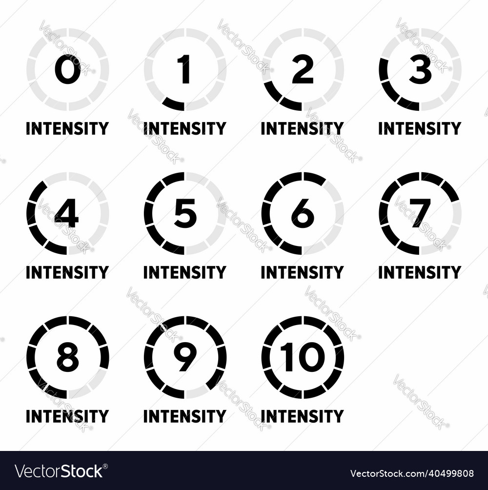 Set of symbols with different levels intensity