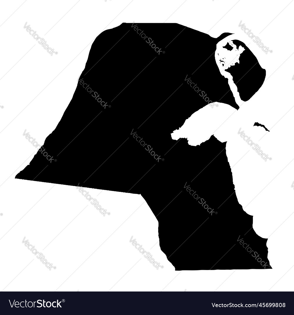 Silhouette map of kuwait Royalty Free Vector Image