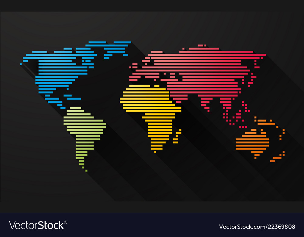 Simple colorful map of the world created by lines vector image Simple colorful map of the world created by lines