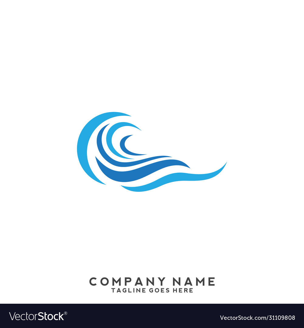 Water wave symbol and icon logo template Vector Image