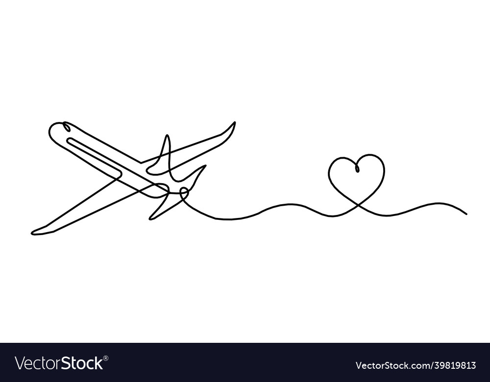 Abstract plane with heart as line drawing