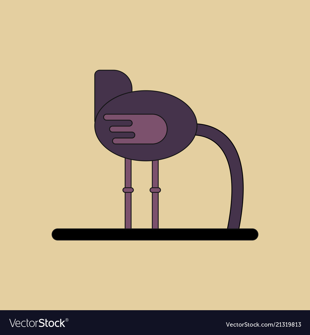 Cute ostrich in flat style isolated on background