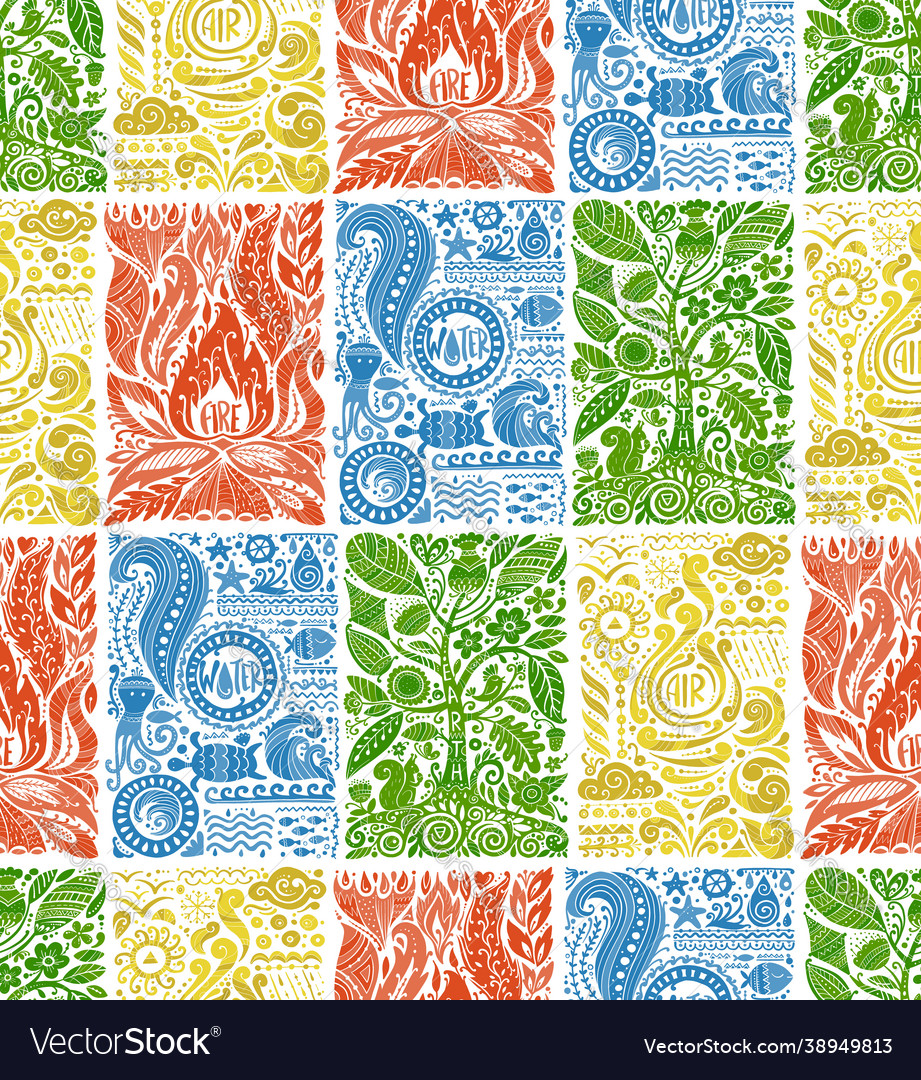 Four elements seamless pattern for your design vector image Four elements seamless pattern for your design