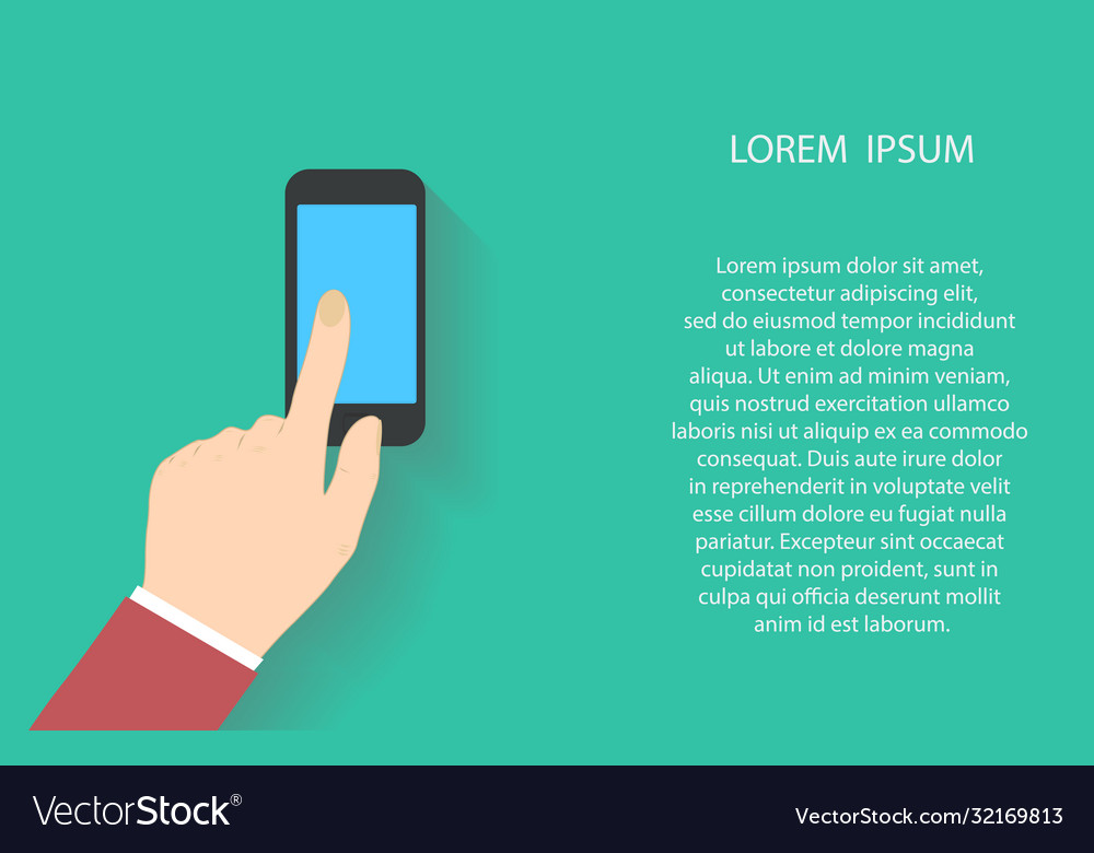 Hand halten und berühren auf schwarzem Smartphone vector image Hand halten und berühren auf schwarzem Smartphone