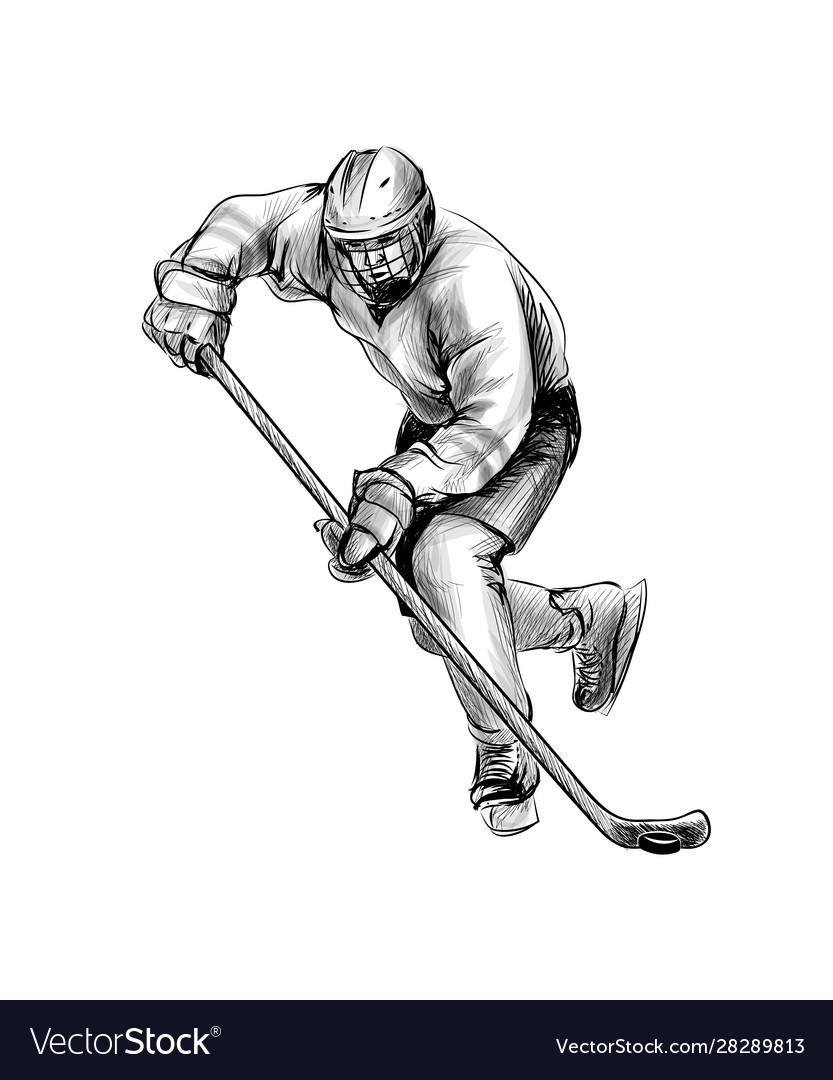 Hockey player. Hand drawn sketch. Winter sport. Vector illustration of  paints Stock Vector Image & Art - Alamy