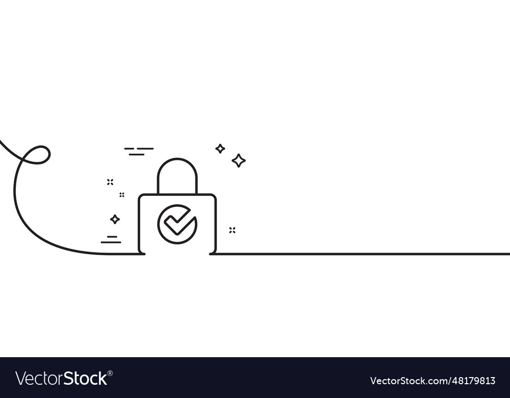 Lock with check line icon private locker sign