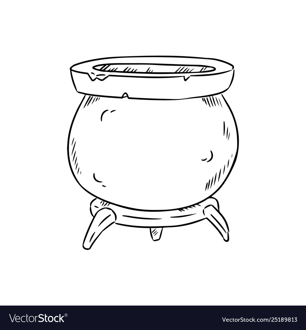 Magic cauldron doodle sketch hand drawn wiccan Vector Image