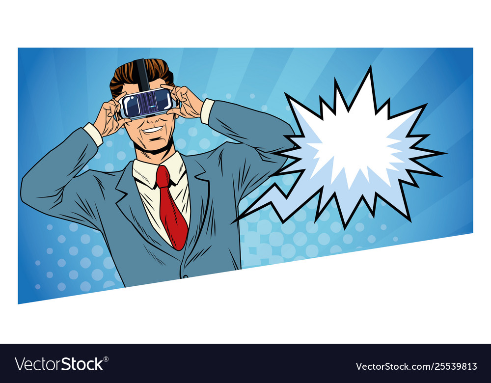 Man with virtual reality headset vector image Man with virtual reality headset