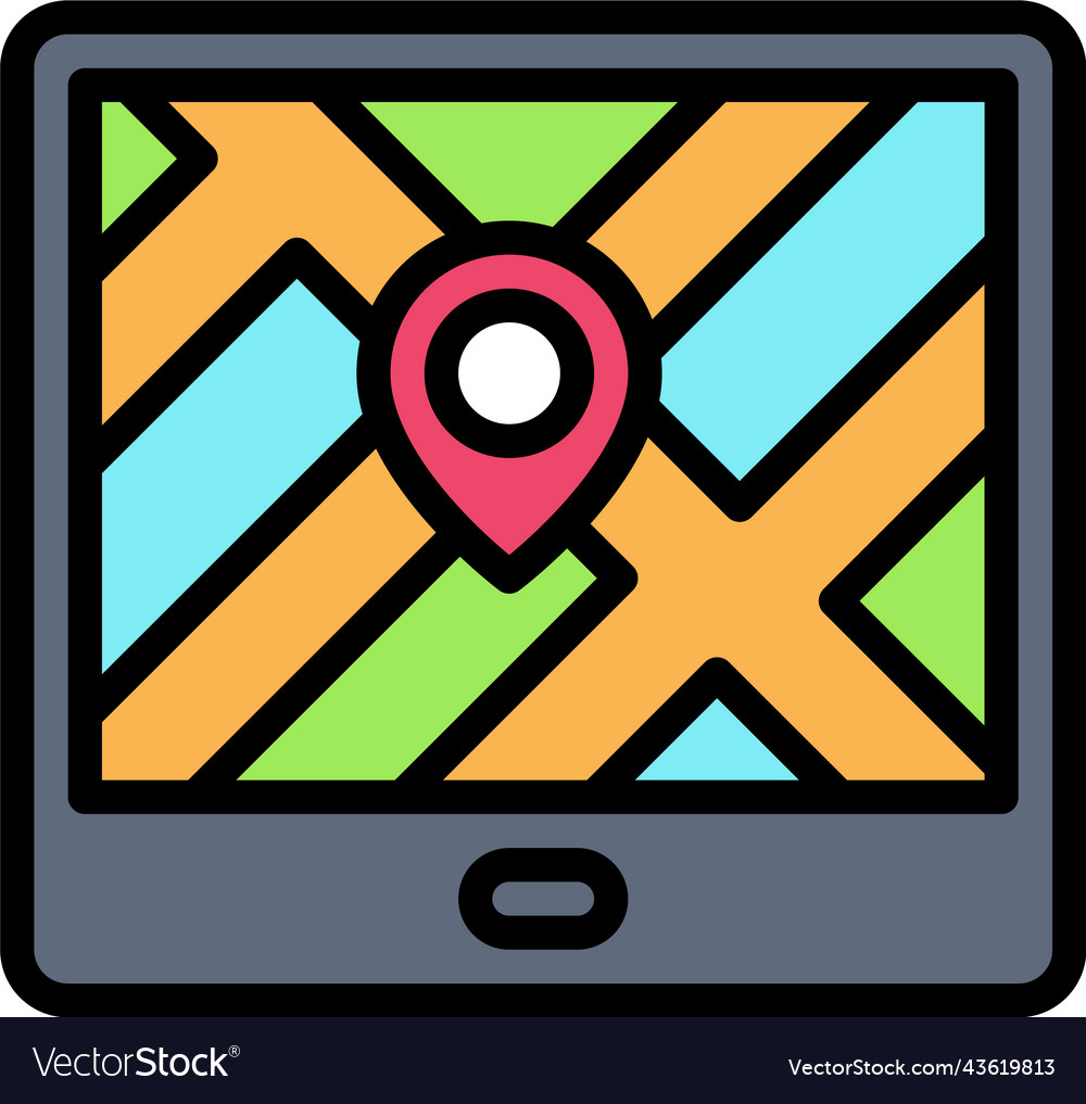 Map on tablet icon location and navigation