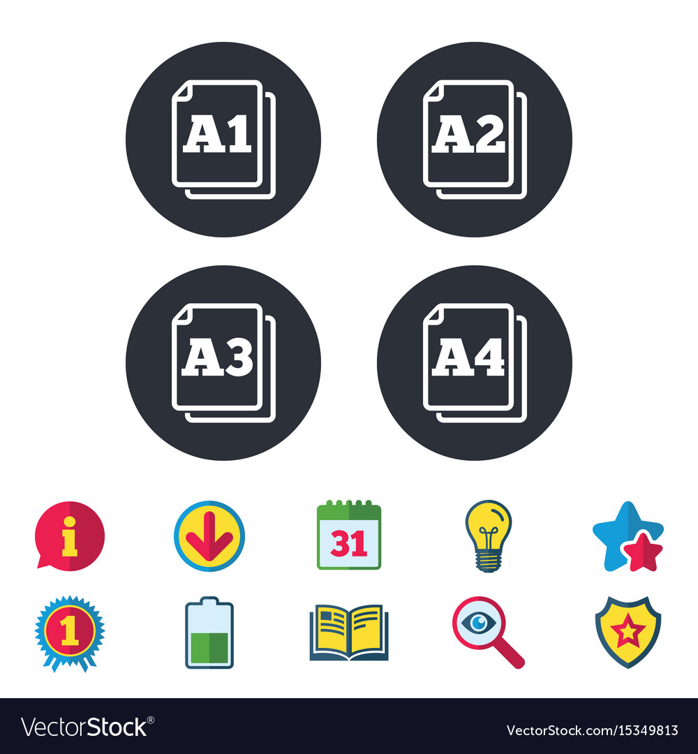 Paper size standard icons document symbol