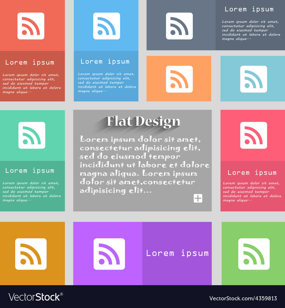 Rss feed icon sign set of multicolored buttons