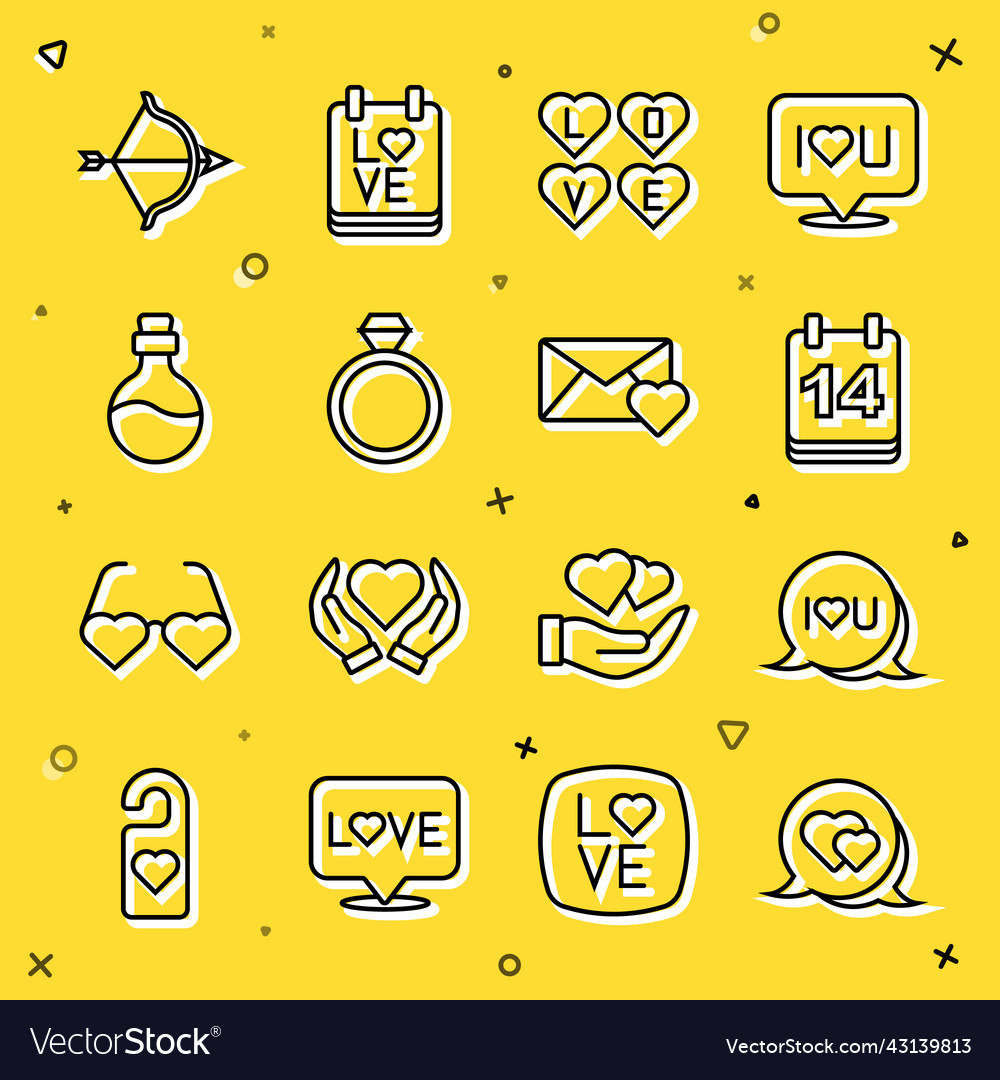 Set line heart in speech bubble text i vector image Set line heart in speech bubble text i