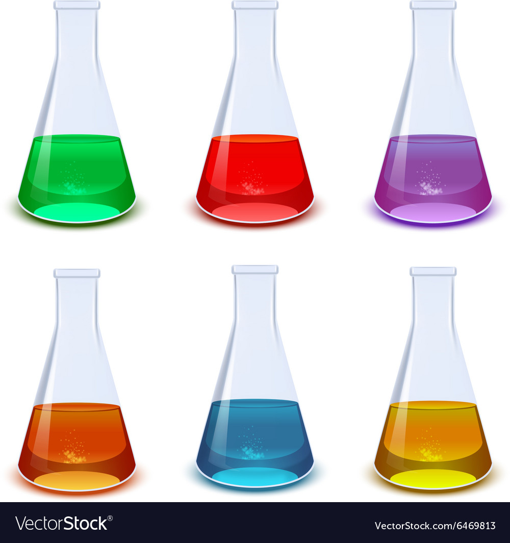 Set of colourful flasks