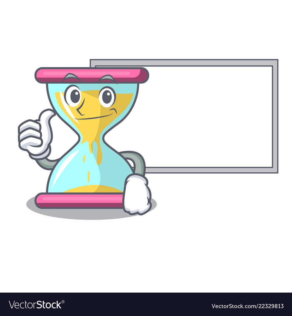 Thumbs up with board character hourglass concept