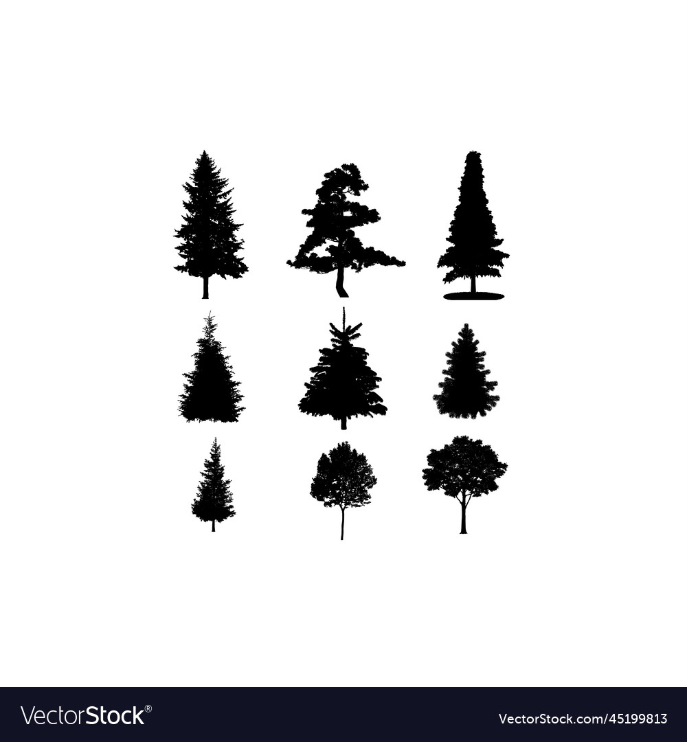 Treepine nature set silhouette design