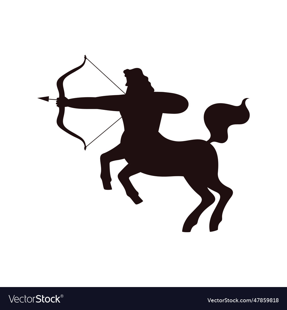 Black silhouette of centaur archery flat style Vector Image