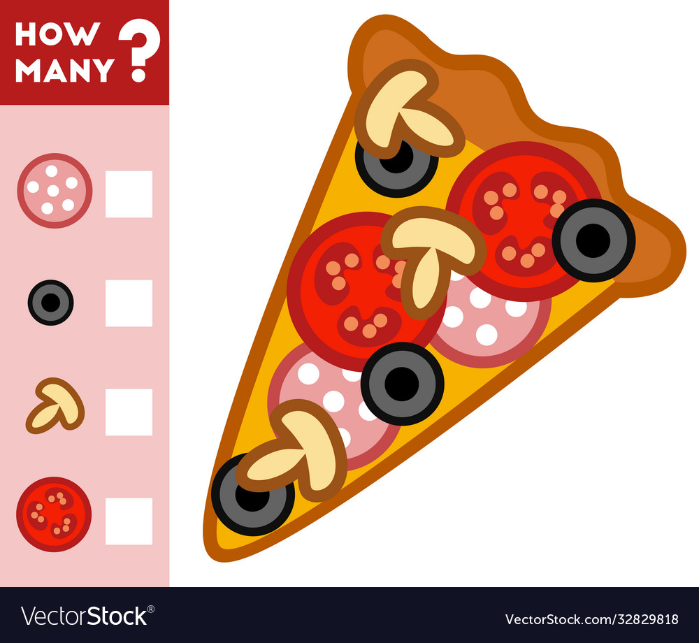 Counting game for children count how many pizza vector image Counting game for children count how many pizza