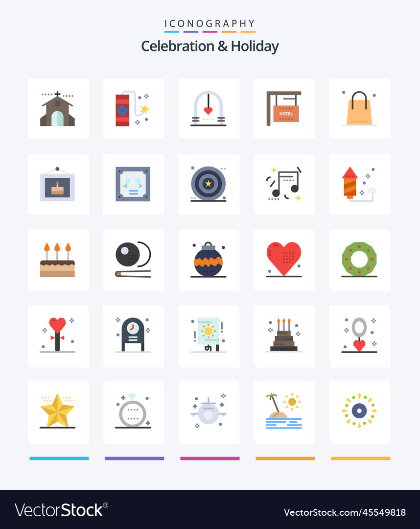 Creative celebration holiday 25 flat icon pack