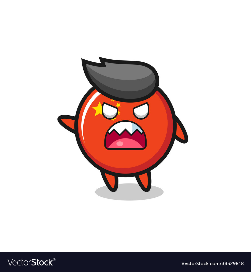 Cute china flag badge cartoon in a very angry pose