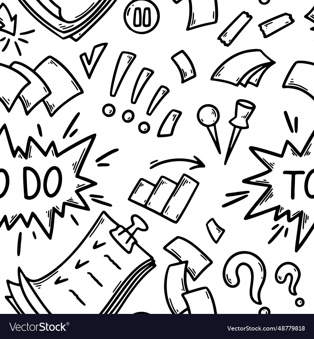 Doodle Büro nahtlos patter business hand gezogen vector image Doodle Büro nahtlos patter business hand gezogen