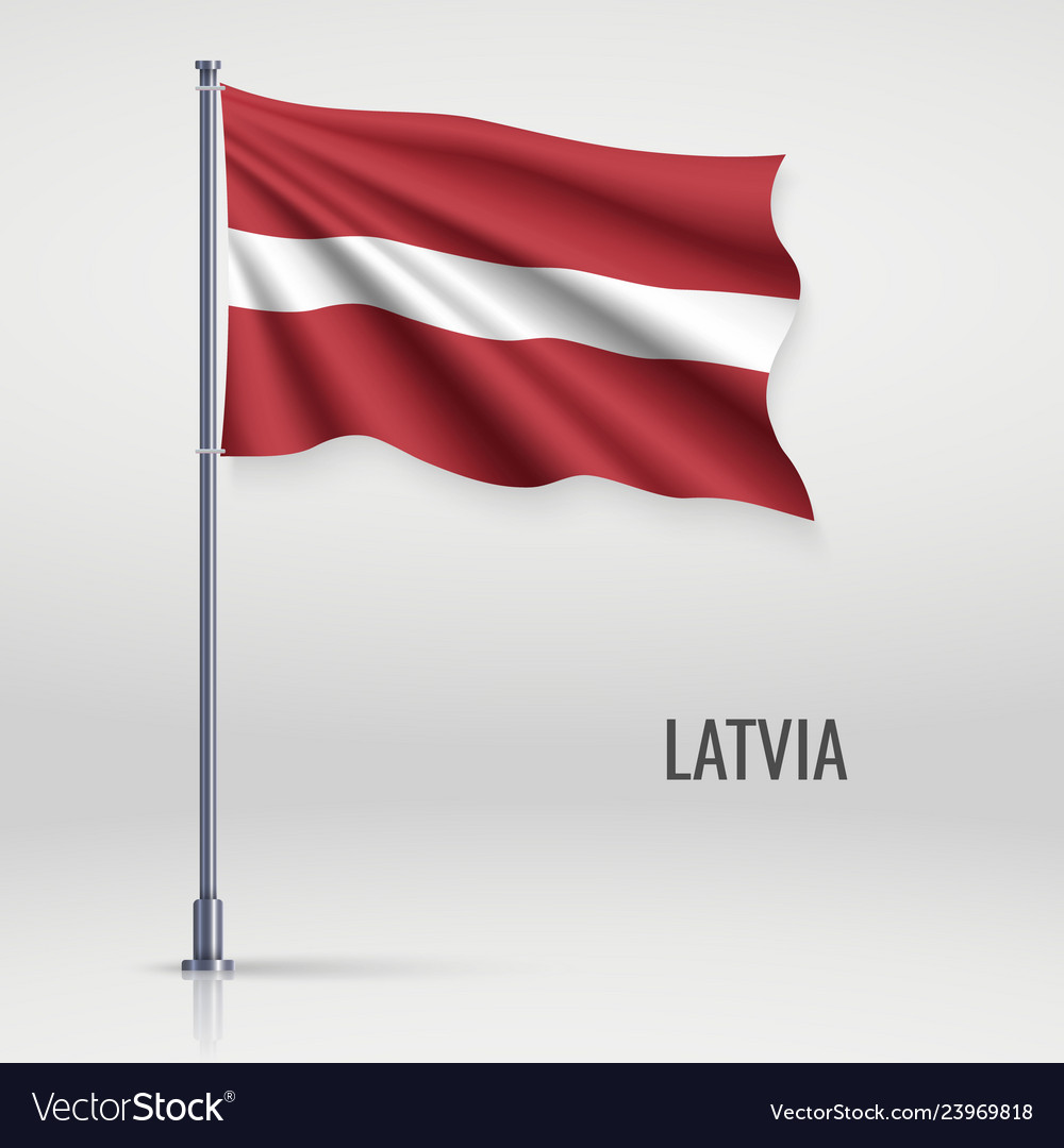 Latvian Flag on Flagpole