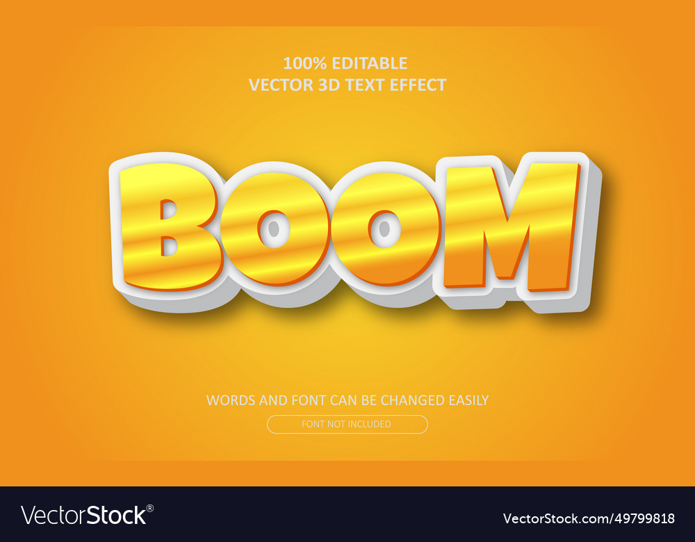 Modern 3d boom fully editable text effect design t Vector Image Modern 3d boom fully editable text effect design t